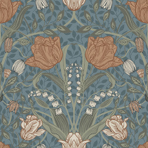 Fillippa Blue Tulip Wallpaper by A-Street Prints