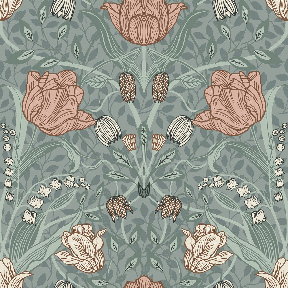 Fillippa Sage Tulip Wallpaper by A-Street Prints Ingrid Covers about 56.4 square feet 20.5-in by 33-ft long roll Unpasted 20.9 - Fabric Carolina -