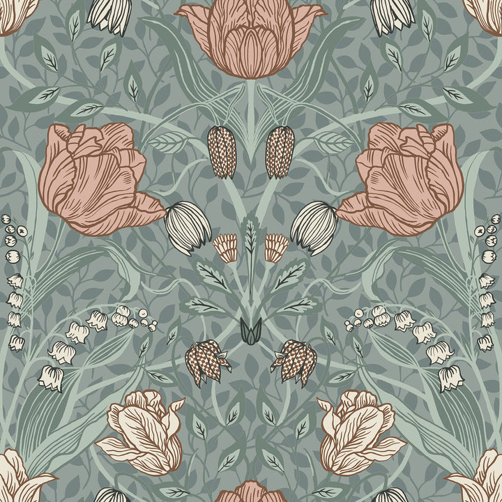 Fillippa Sage Tulip Wallpaper by A-Street Prints Ingrid Covers about 56.4 square feet 20.5-in by 33-ft long roll Unpasted 20.9 - Fabric Carolina -