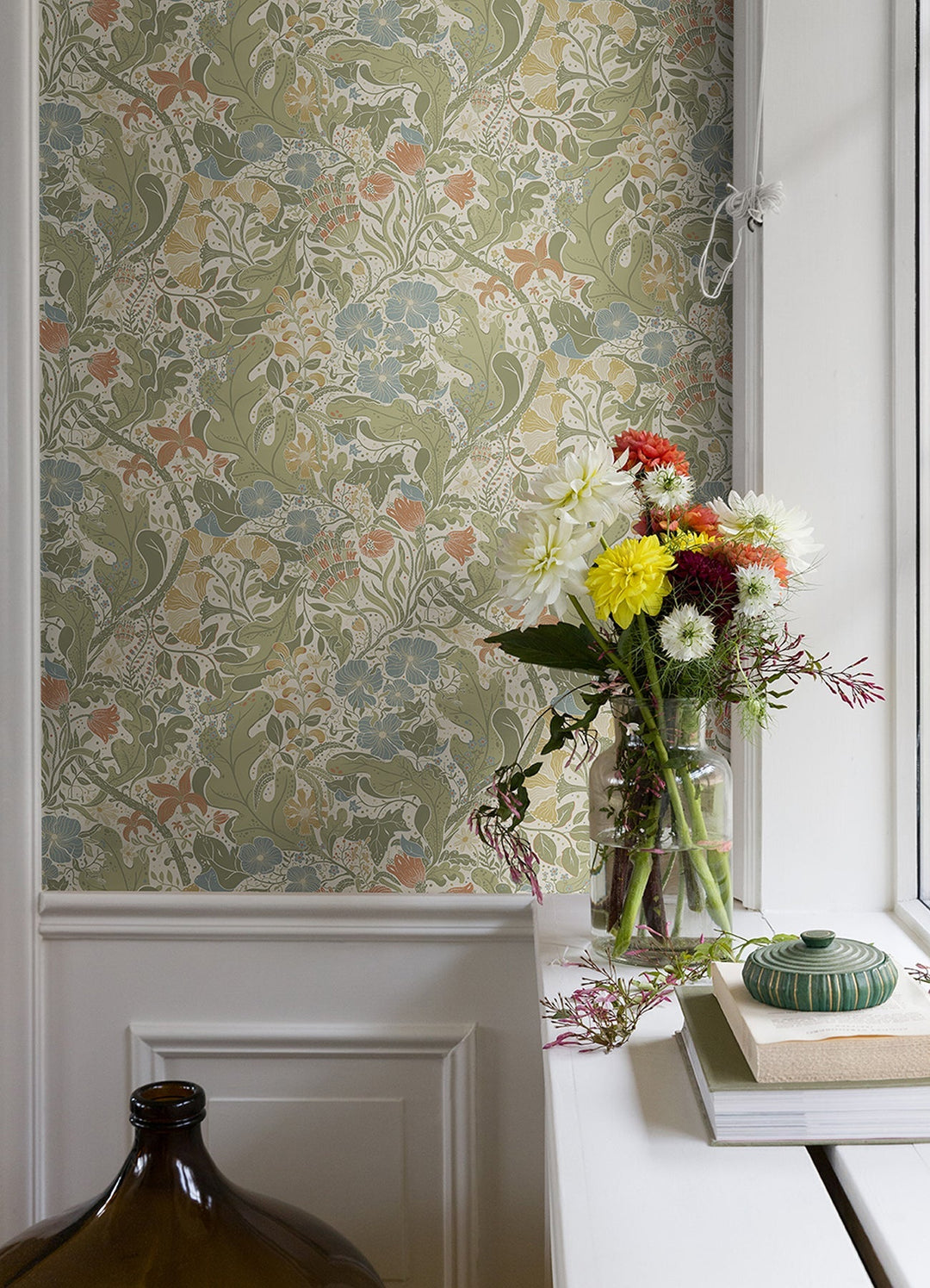 Elise Cream Nouveau Gardens Wallpaper by A-Street Prints Designer