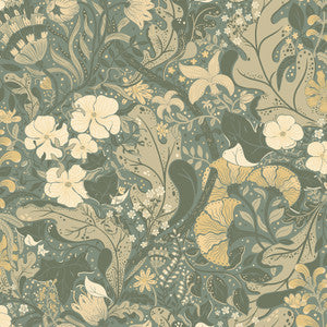 Elise Sea Green Nouveau Gardens Wallpaper by A-Street Prints