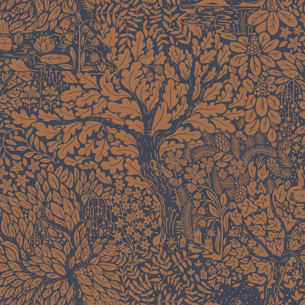 Olle Orange Forest Sanctuary Wallpaper by A-Street Prints Ingrid Covers about 57.5 square feet 20.9-in by 33-ft long roll Unpasted 20.9 - Fabric Carolina -