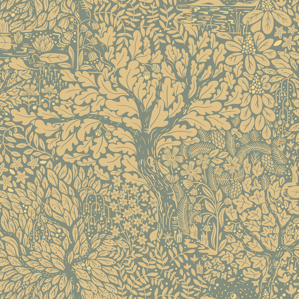 Olle Light Yellow Forest Sanctuary Wallpaper by A-Street Prints Ingrid Covers about 57.5 square feet 20.9-in by 33-ft long roll Unpasted 20.9 - Fabric Carolina -