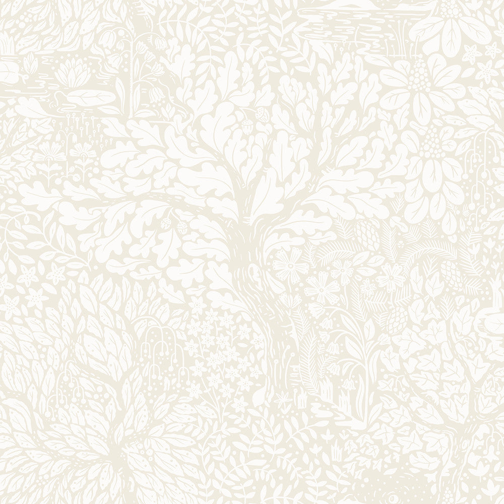 Olle Cream Forest Sanctuary Wallpaper by A-Street Prints Ingrid Covers about 57.5 square feet 20.9-in by 33-ft long roll Unpasted 20.9 - Fabric Carolina -