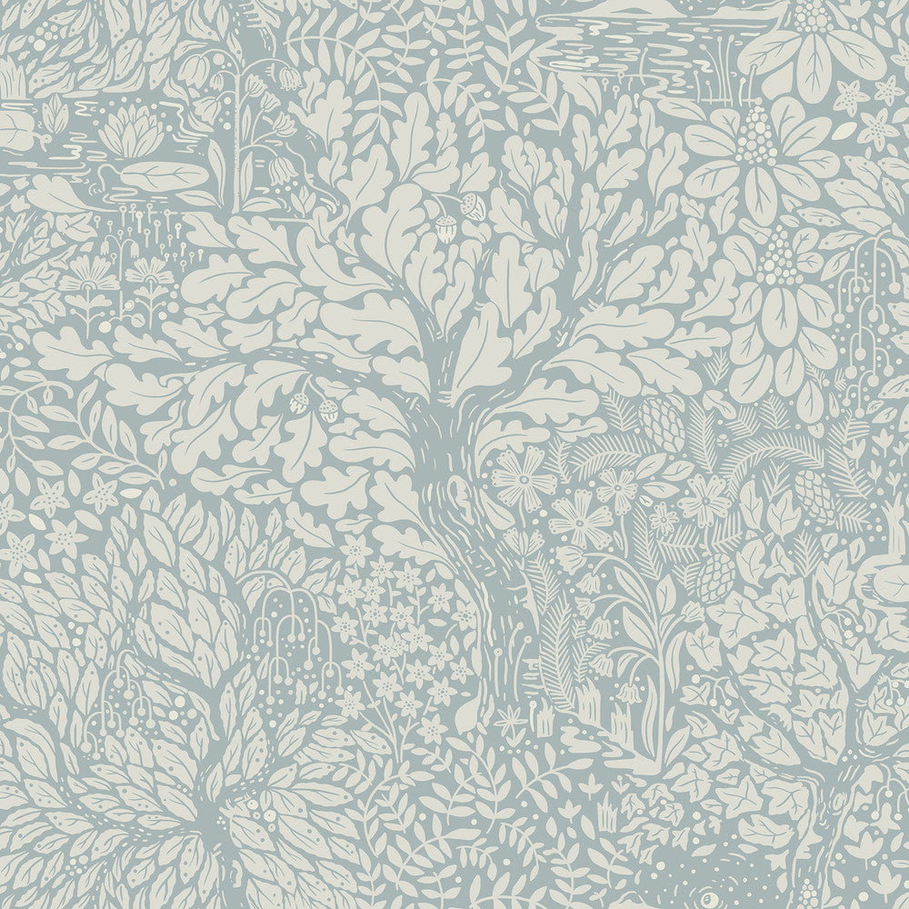 Olle Light Blue Forest Sanctuary Wallpaper by A-Street Prints Ingrid Covers about 57.5 square feet 20.9-in by 33-ft long roll Unpasted 20.9 - Fabric Carolina -