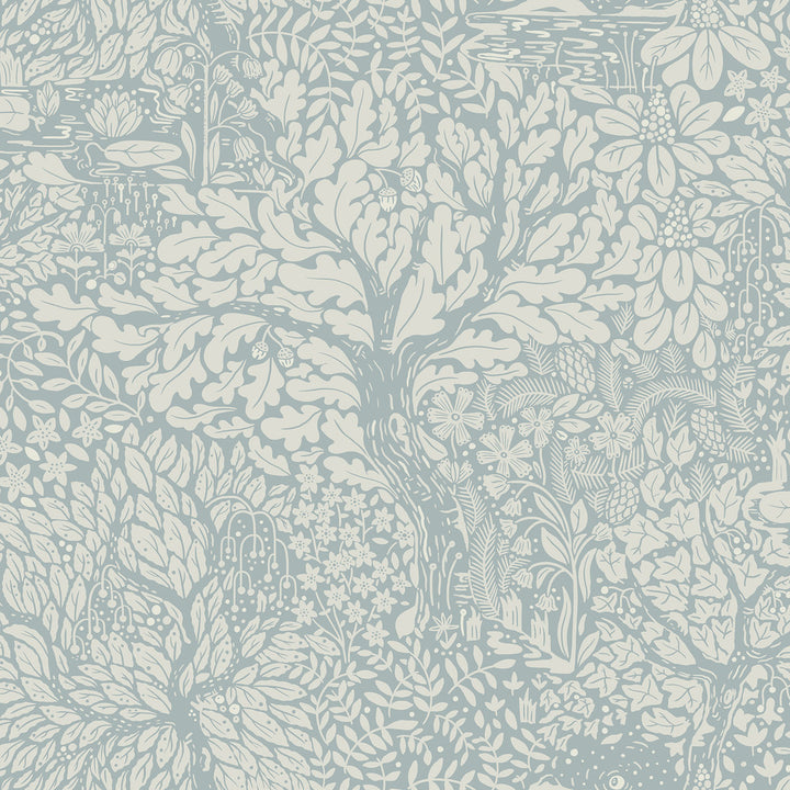 Olle Light Blue Forest Sanctuary Wallpaper by A-Street Prints Ingrid Covers about 57.5 square feet 20.9-in by 33-ft long roll Unpasted 20.9 - Fabric Carolina -