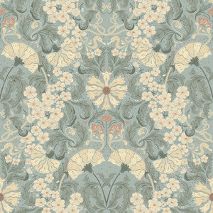 Ojvind Light Blue Floral Ogee Wallpaper by A-Street Prints