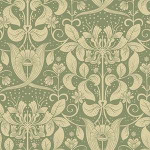 Berit Green Floral Crest Wallpaper by A-Street Prints
