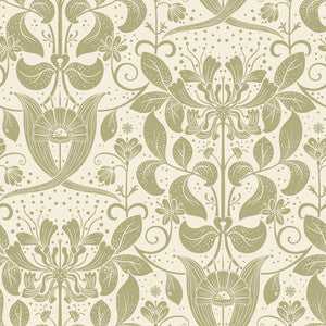 Berit Olive Floral Crest Wallpaper by A-Street Prints