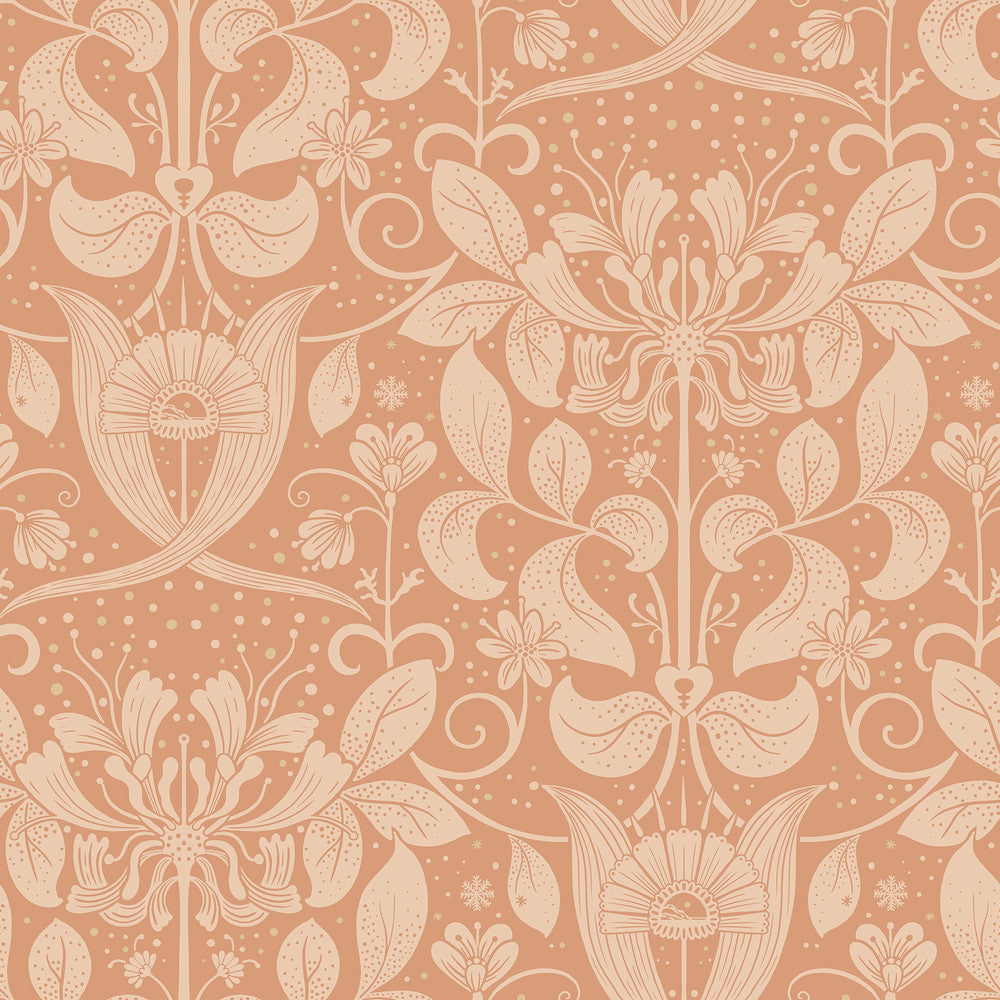 Berit Coral Floral Crest Wallpaper by A-Street Prints Ingrid Covers about 57.5 square feet 20.9-in by 33-ft long roll Unpasted 20.9 - Fabric Carolina -