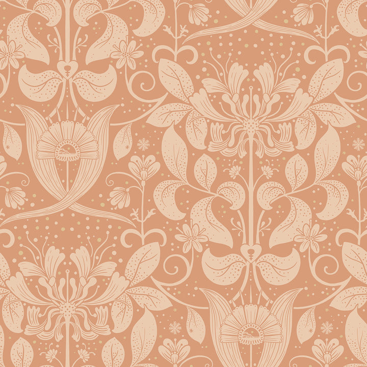 Berit Coral Floral Crest Wallpaper by A-Street Prints Ingrid Covers about 57.5 square feet 20.9-in by 33-ft long roll Unpasted 20.9 - Fabric Carolina -