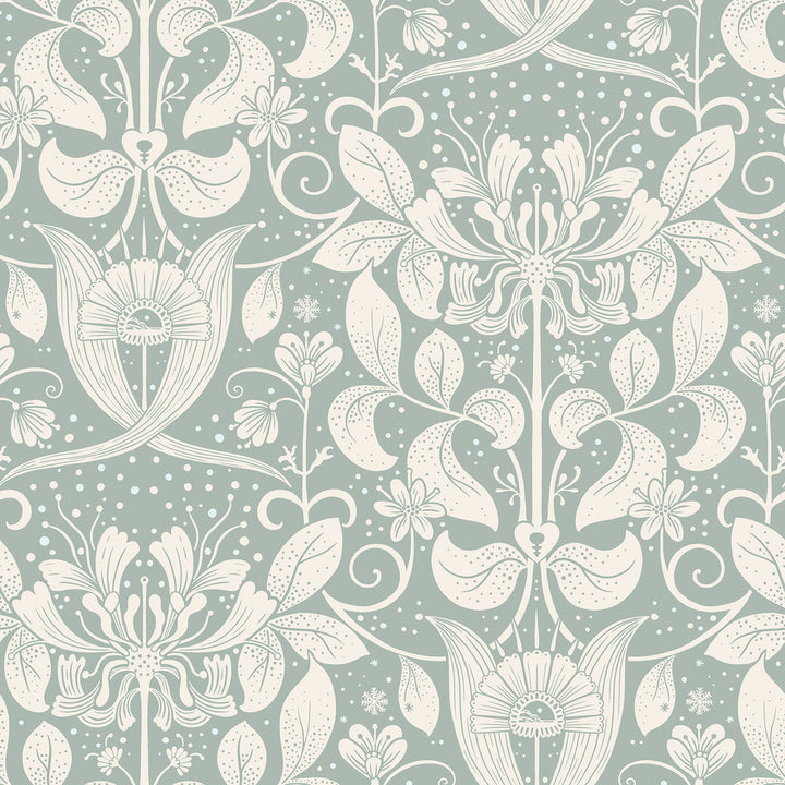 Berit Blue Floral Crest Wallpaper by A-Street Prints Ingrid Covers about 57.5 square feet 20.9-in by 33-ft long roll Unpasted 20.9 - Fabric Carolina -