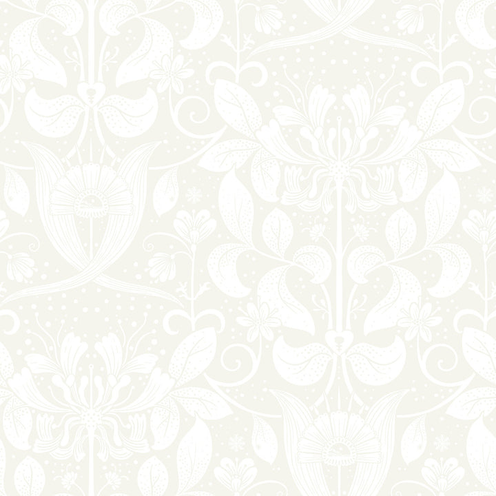 Berit Bone Floral Crest Wallpaper by A-Street Prints Ingrid Covers about 57.5 square feet 20.9-in by 33-ft long roll Unpasted 20.9 - Fabric Carolina -