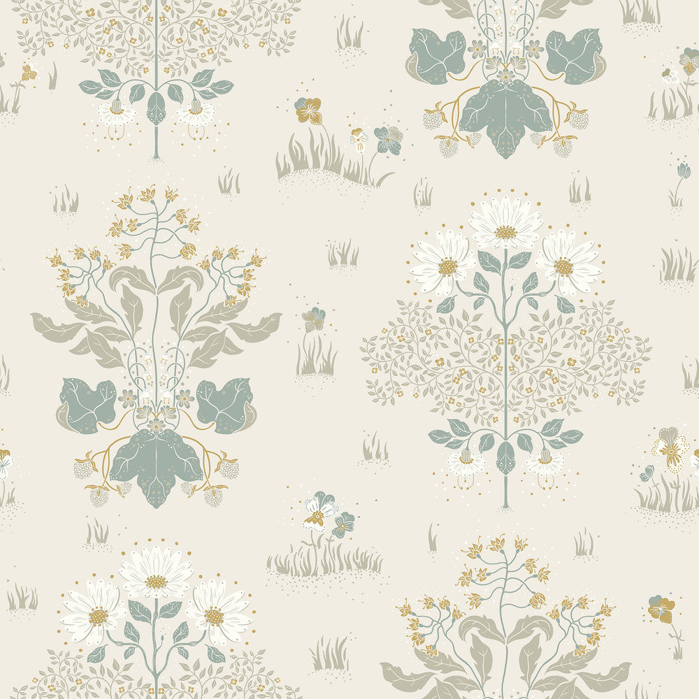 Elda Light Blue Delicate Daisies Wallpaper by A-Street Prints Ingrid Covers about 57.5 square feet 20.9-in by 33-ft long roll Unpasted 20.9 - Fabric Carolina -