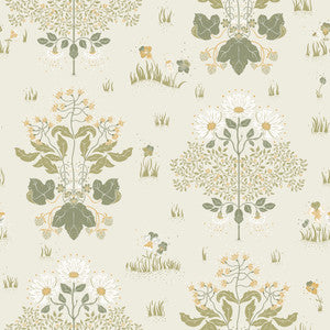 Elda Olive Delicate Daisies Wallpaper by A-Street Prints