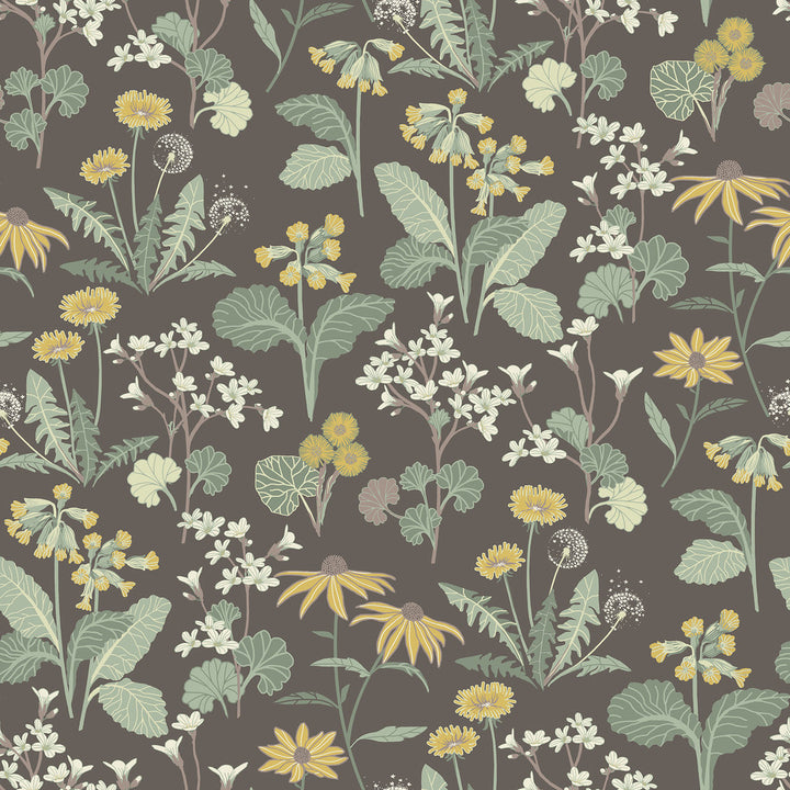 Magdalena Charcoal Dandelion Wallpaper by A-Street Prints Ingrid Covers about 57.5 square feet 20.9-in by 33-ft long roll Unpasted 20.9 - Fabric Carolina -