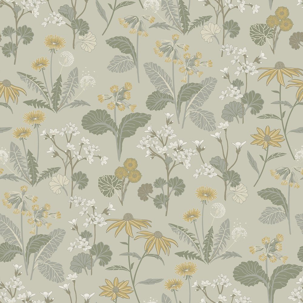Magdalena Light Green Dandelion Wallpaper by A-Street Prints Ingrid Covers about 57.5 square feet 20.9-in by 33-ft long roll Unpasted 20.9 - Fabric Carolina -