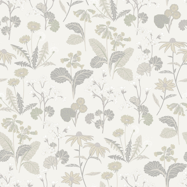 Magdalena Light Grey Dandelion Wallpaper by A-Street Prints Ingrid Covers about 57.5 square feet 20.9-in by 33-ft long roll Unpasted 20.9 - Fabric Carolina -