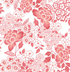 Irina Coral Floral Blooms Wallpaper by A-Street Prints
