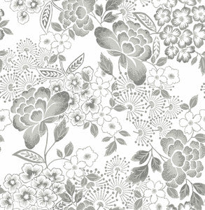 Irina Grey Floral Blooms Wallpaper by A-Street Prints