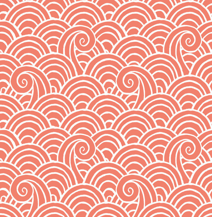 Alorah Coral Wave Wallpaper by A-Street Prints Happy Covers about 56.4 square feet 20.5-in by 33-ft long roll Unpasted 10.4 - Fabric Carolina -