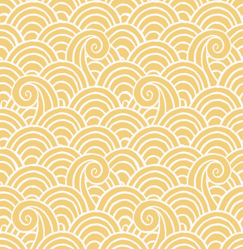 Alorah Yellow Wave Wallpaper by A-Street Prints Happy Covers about 56.4 square feet 20.5-in by 33-ft long roll Unpasted 10.4 - Fabric Carolina -