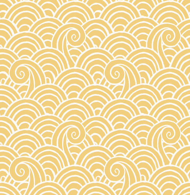 Alorah Yellow Wave Wallpaper by A-Street Prints Happy Covers about 56.4 square feet 20.5-in by 33-ft long roll Unpasted 10.4 - Fabric Carolina -