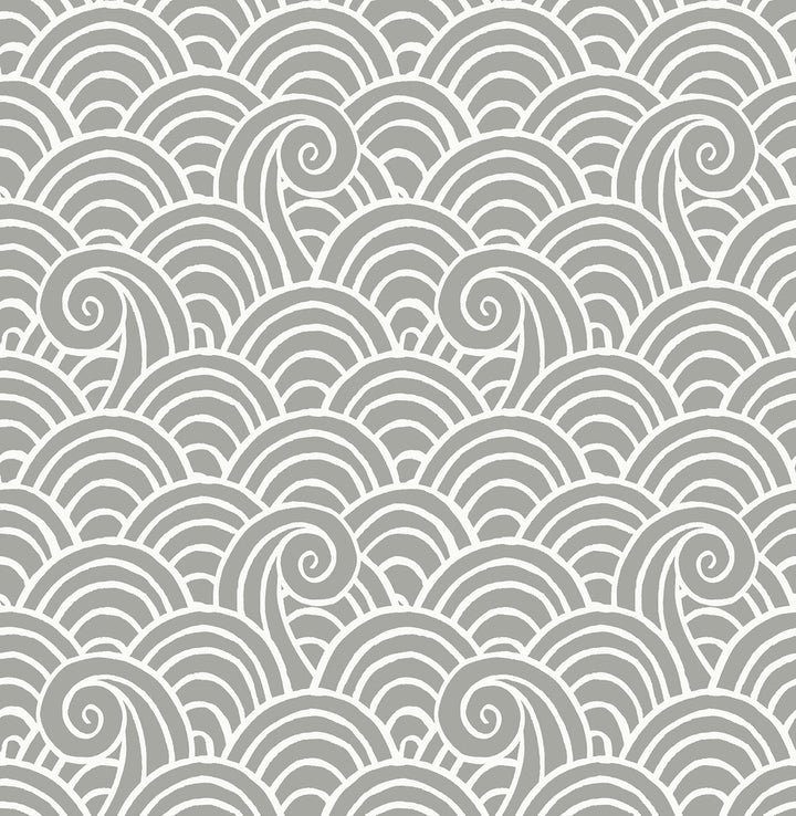 Alorah Grey Wave Wallpaper by A-Street Prints Happy Covers about 56.4 square feet 20.5-in by 33-ft long roll Unpasted 10.4 - Fabric Carolina -