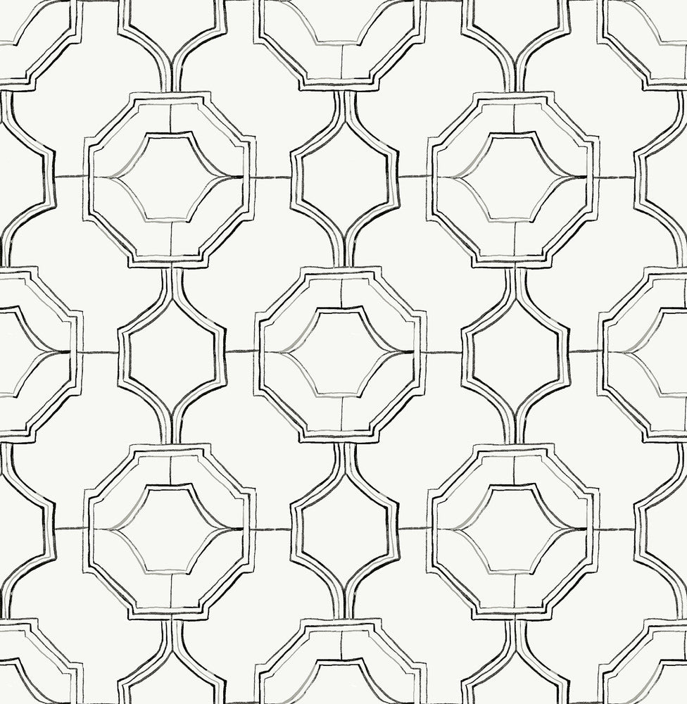 Gallina Charcoal Trellis Wallpaper by A-Street Prints Happy Covers about 56.4 square feet 20.5-in by 33-ft long roll Unpasted 10.4 - Fabric Carolina -