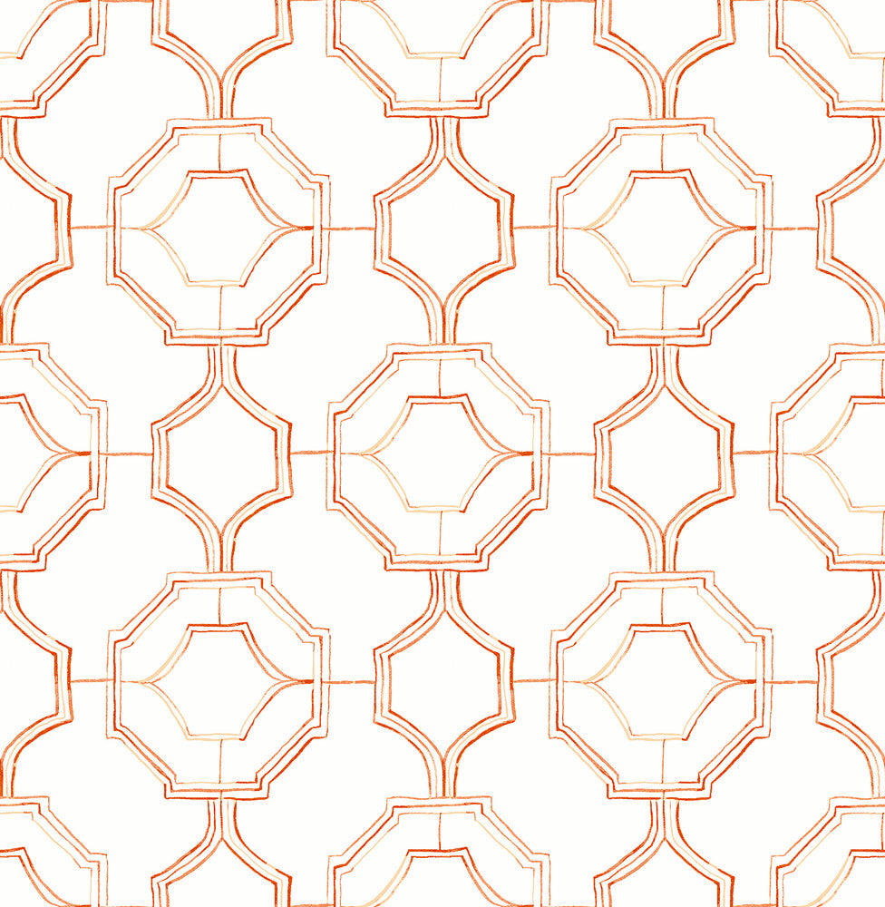Gallina Orange Trellis Wallpaper by A-Street Prints Happy Covers about 56.4 square feet 20.5-in by 33-ft long roll Unpasted 10.4 - Fabric Carolina -