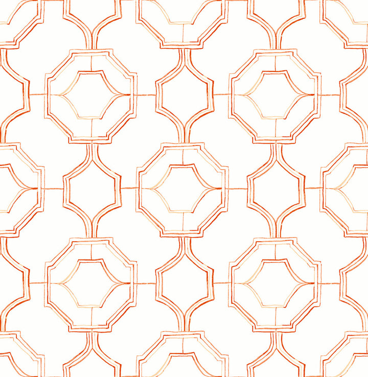Gallina Orange Trellis Wallpaper by A-Street Prints Happy Covers about 56.4 square feet 20.5-in by 33-ft long roll Unpasted 10.4 - Fabric Carolina -