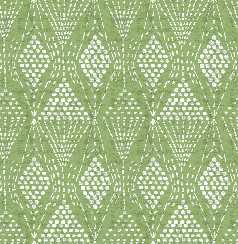 Grady Green Dotted Geometric Wallpaper by A-Street Prints Happy Covers about 56.4 square feet 20.5-in by 33-ft long roll Unpasted 20.9 - Fabric Carolina -