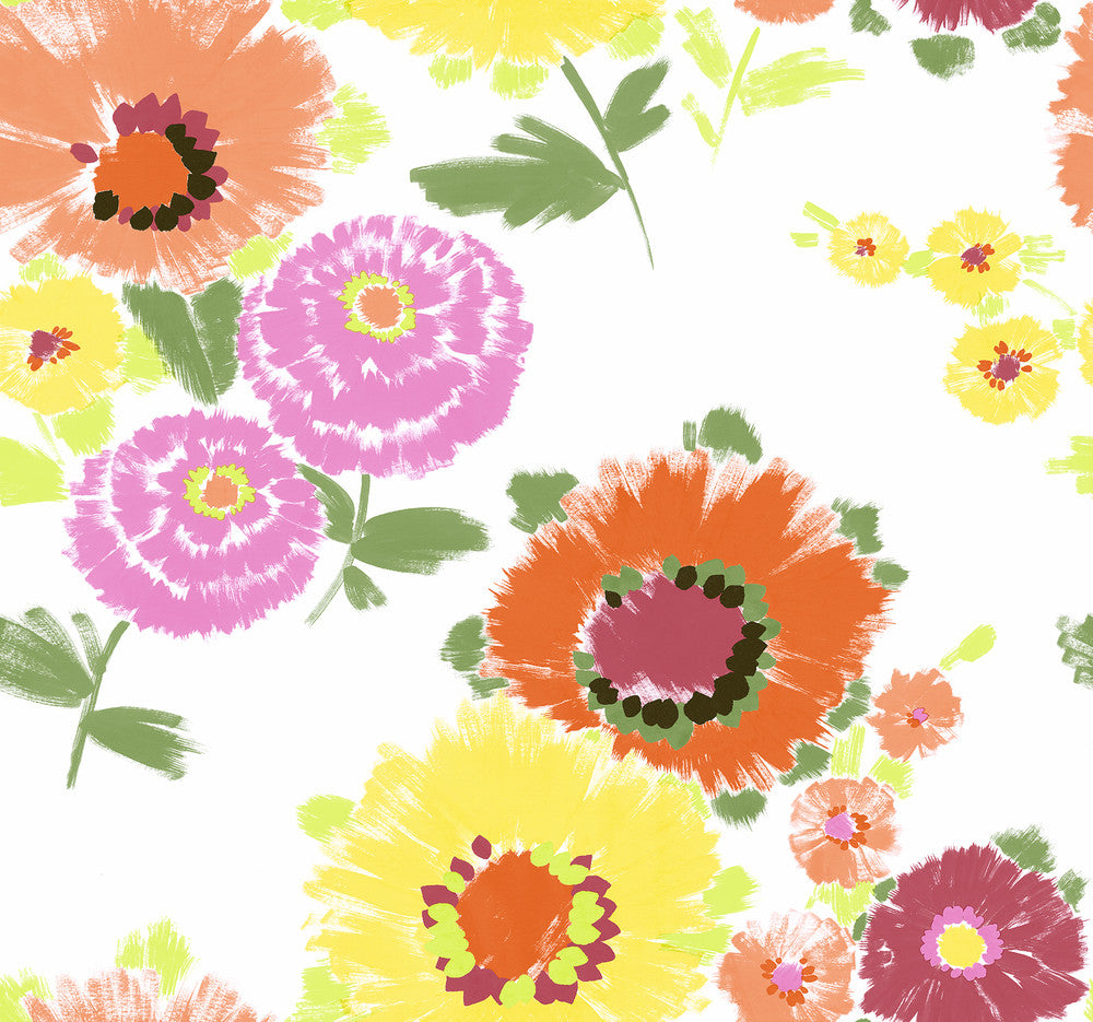 Essie Yellow Painterly Floral Wallpaper by A-Street Prints Happy Covers about 56.4 square feet 20.5-in by 33-ft long roll Unpasted 20.9 - Fabric Carolina -