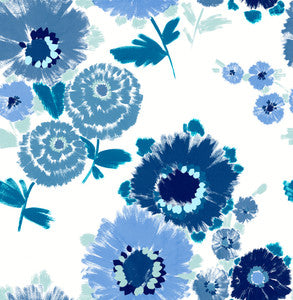 Essie Blue Painterly Floral Wallpaper by A-Street Prints