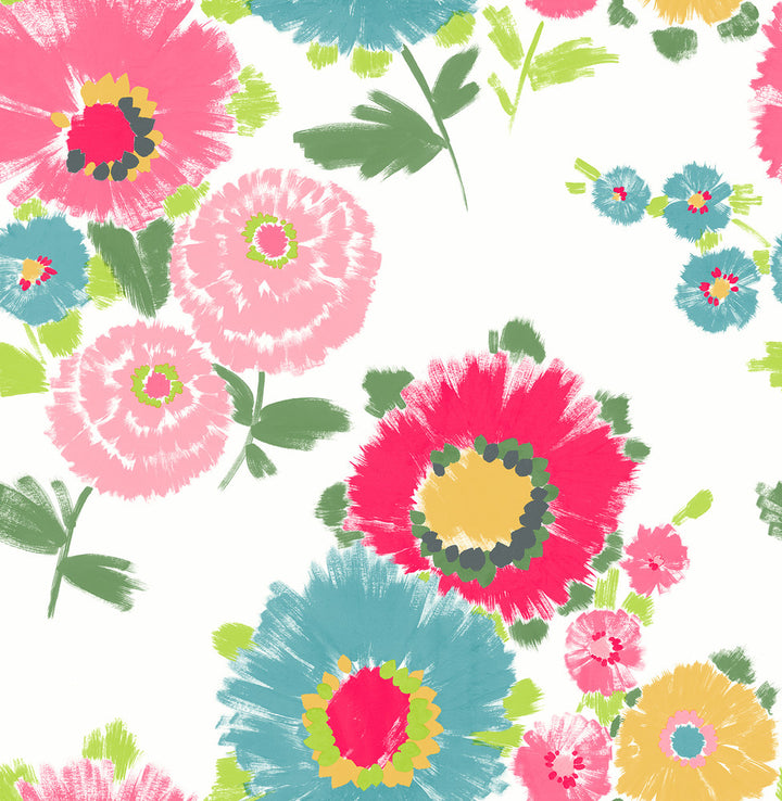Essie Pink Painterly Floral Wallpaper by A-Street Prints Happy Covers about 56.4 square feet 20.5-in by 33-ft long roll Unpasted 20.9 - Fabric Carolina -