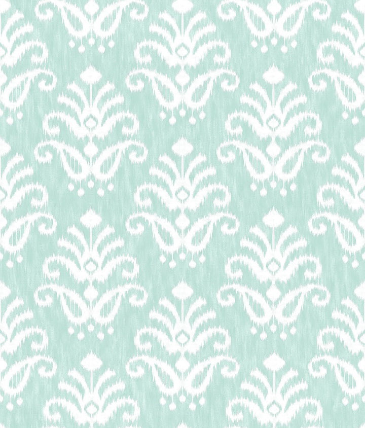 Keaton Aqua Medallion Wallpaper by A-Street Prints Happy Covers about 56.4 square feet 20.5-in by 33-ft long roll Unpasted 24 - Fabric Carolina -