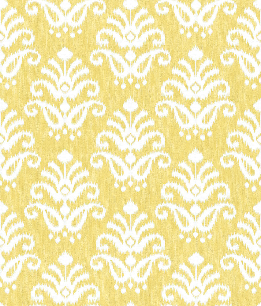 Keaton Yellow Medallion Wallpaper by A-Street Prints Happy Covers about 56.4 square feet 20.5-in by 33-ft long roll Unpasted 24 - Fabric Carolina -