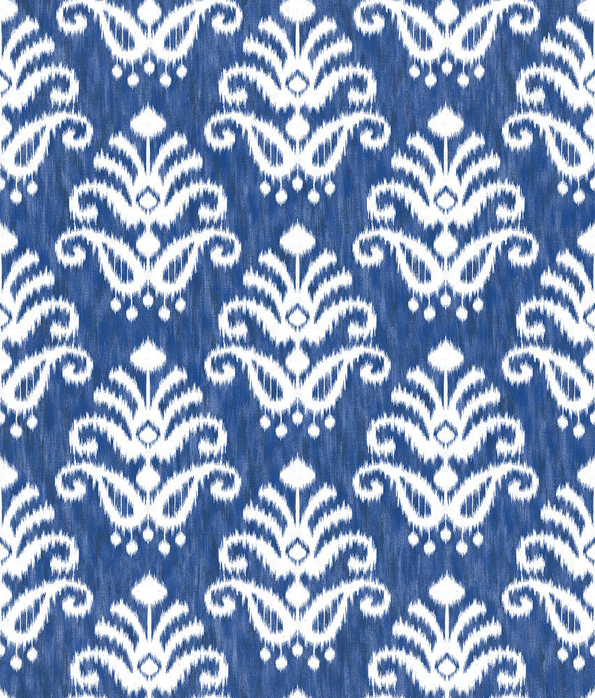 Keaton Blue Medallion Wallpaper by A-Street Prints Happy Covers about 56.4 square feet 20.5-in by 33-ft long roll Unpasted 24 - Fabric Carolina -