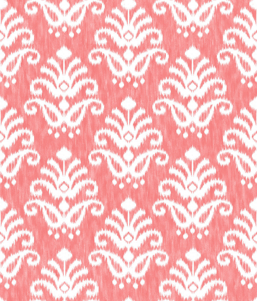 Keaton Coral Medallion Wallpaper by A-Street Prints Happy Covers about 56.4 square feet 20.5-in by 33-ft long roll Unpasted 24 - Fabric Carolina -
