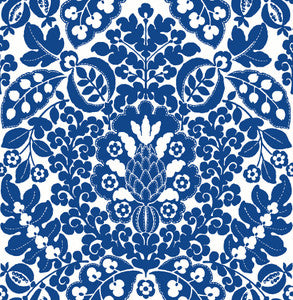 Marni Blue Fruit Damask Wallpaper by A-Street Prints