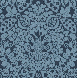 Marni Navy Fruit Damask Wallpaper by A-Street Prints