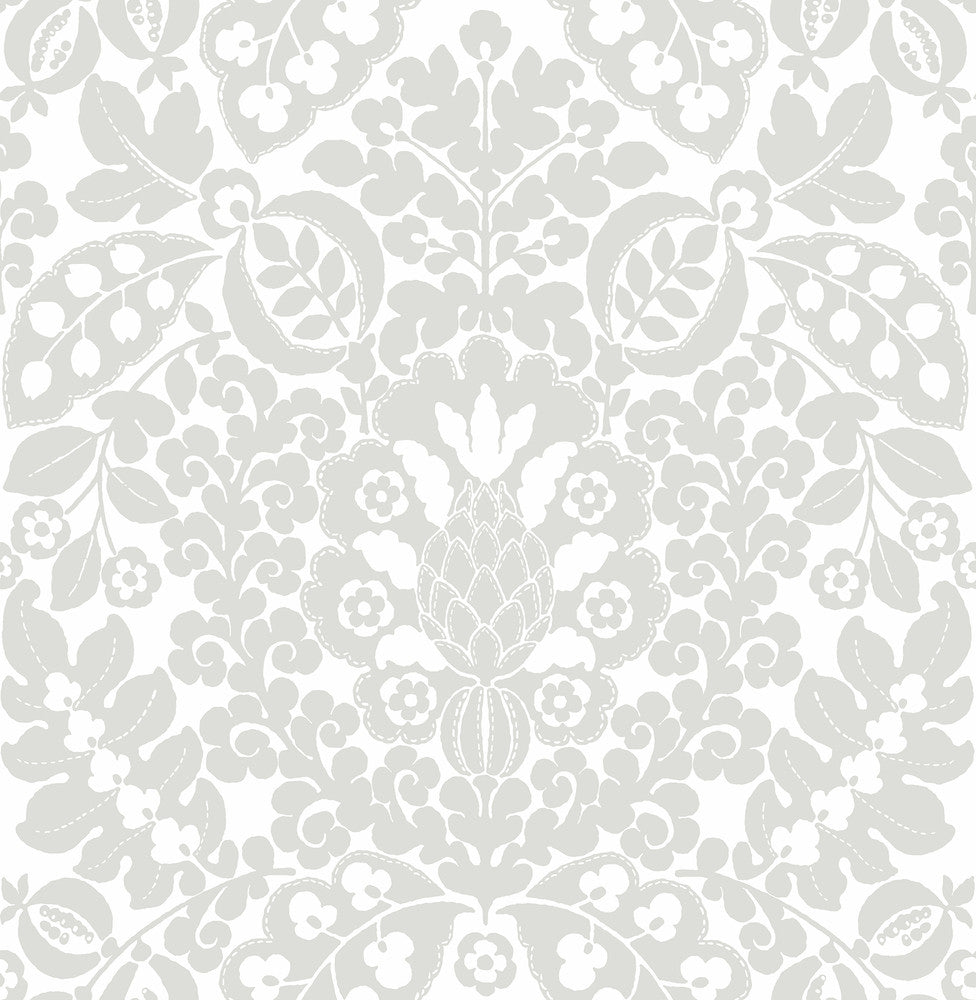 Marni Grey Fruit Damask Wallpaper by A-Street Prints Happy Covers about 56.4 square feet 20.5-in by 33-ft long roll Unpasted 20.9 - Fabric Carolina -