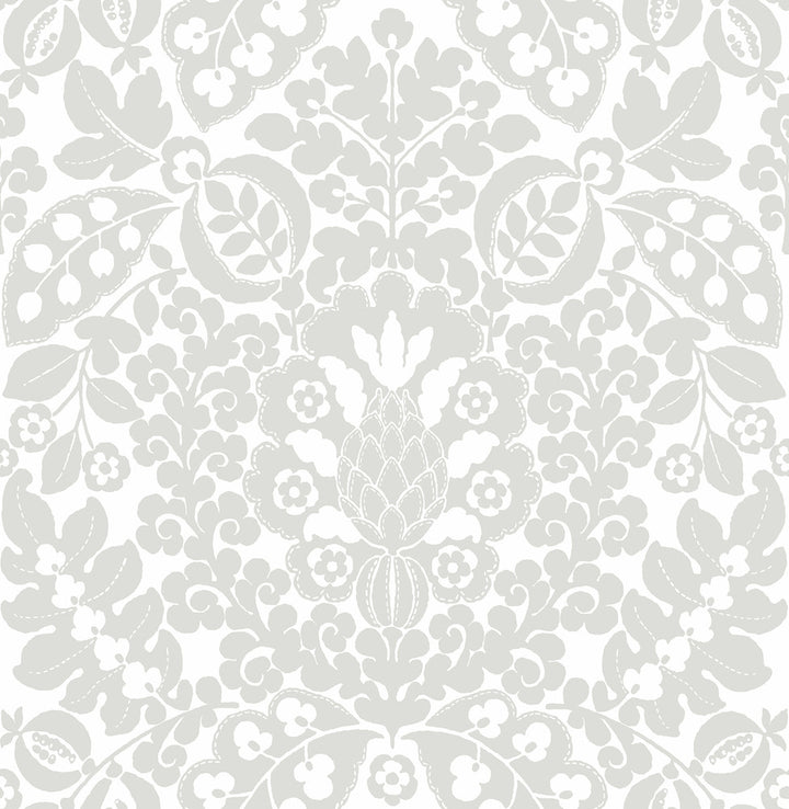 Marni Grey Fruit Damask Wallpaper by A-Street Prints Happy Covers about 56.4 square feet 20.5-in by 33-ft long roll Unpasted 20.9 - Fabric Carolina -