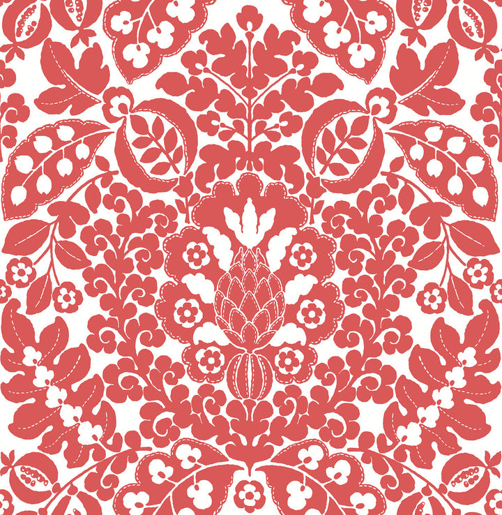 Marni Red Fruit Damask Wallpaper by A-Street Prints Happy Covers about 56.4 square feet 20.5-in by 33-ft long roll Unpasted 20.9 - Fabric Carolina -