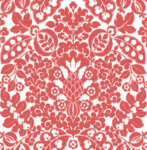 Marni Red Fruit Damask Wallpaper by A-Street Prints