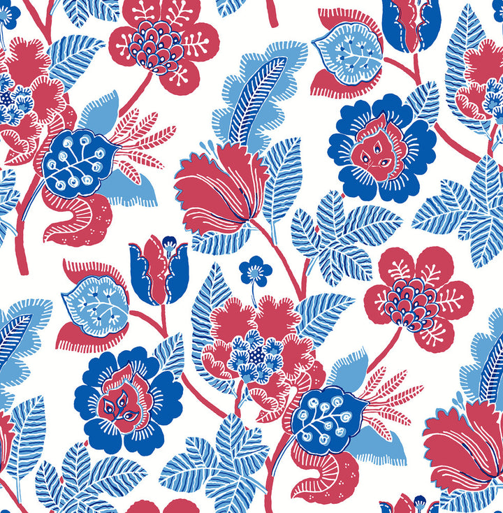 Jana Red Jacobean Wallpaper by A-Street Prints Happy Covers about 56.4 square feet 20.5-in by 33-ft long roll Unpasted 20.9 - Fabric Carolina -