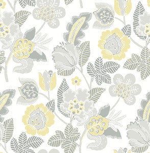Jana Light Grey Jacobean Wallpaper by A-Street Prints