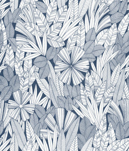 Bannon Blue Leaves Wallpaper by A-Street Prints