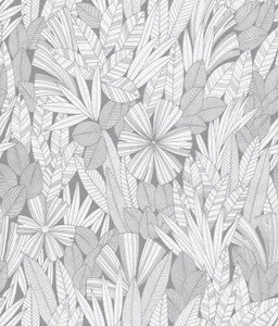 Bannon Grey Leaves Wallpaper by A-Street Prints