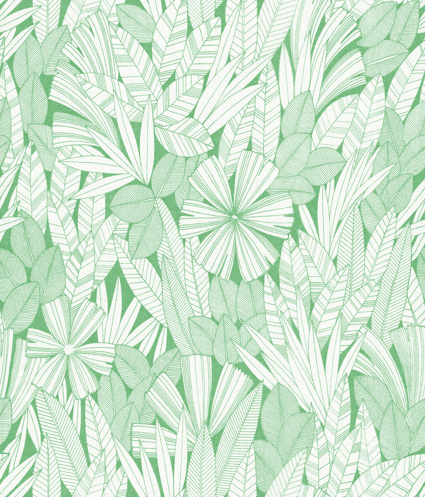 Bannon Green Leaves Wallpaper by A-Street Prints Happy Covers about 56.4 square feet 20.5-in by 33-ft long roll Unpasted 24 - Fabric Carolina -